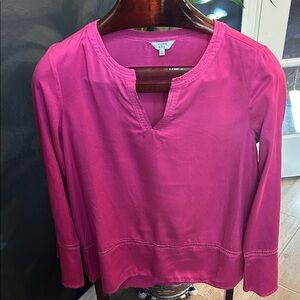 Crown & Ivy Pink Blouse with Split Neckline